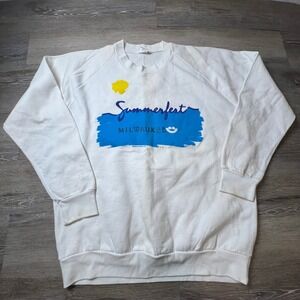 Belton Summerfest Milwaukee Sweatshirt Mens XL White 1986 Vintage Graphic Raglan